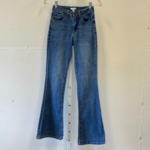 BP High Rise Flare‎ Jeans Medium Wash Blue Denim Size 24 Full Length Festival
